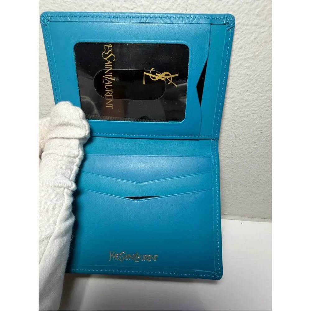 Vintage Yves Saint Laurent Blue Leather Cardholder in Excellent Condition